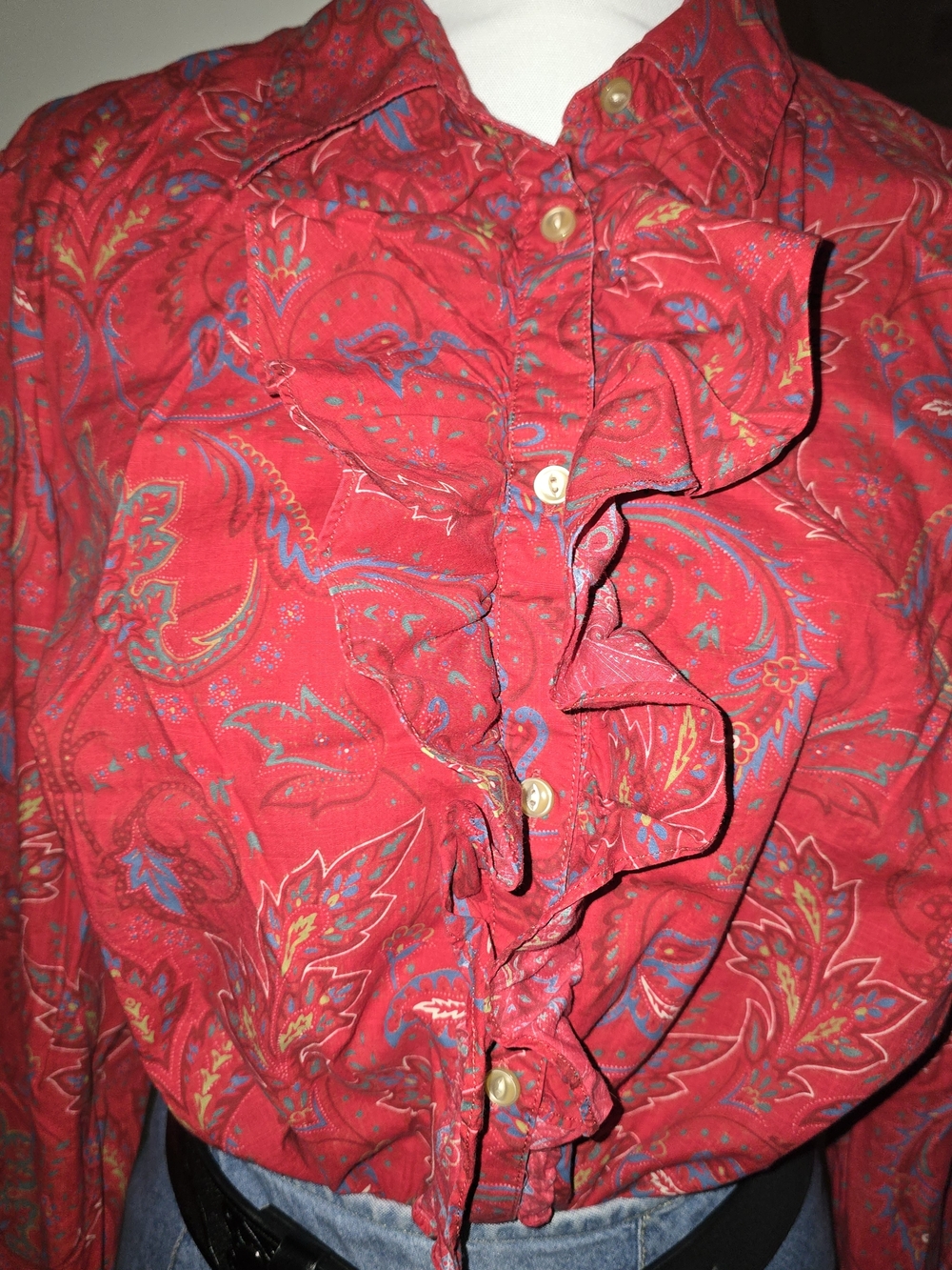Ralph Lauren Red Paisley Button-Down Shirt Womens 2X - Picture 7 of 7